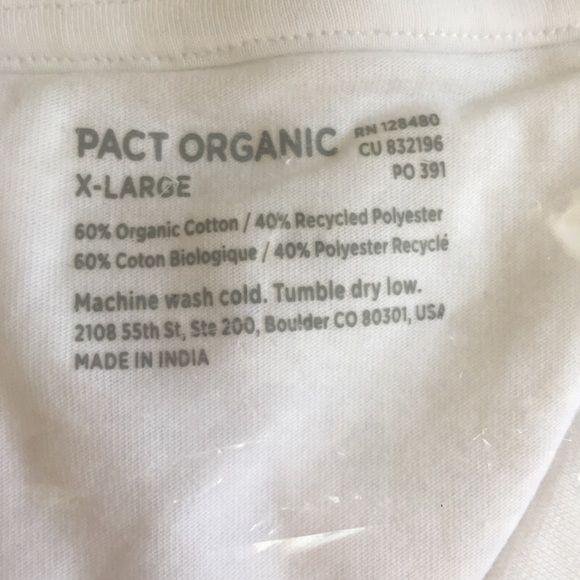🥭 PACT Organic cotton white V-neck tee nwt 🎁 - Picture 4 of 4